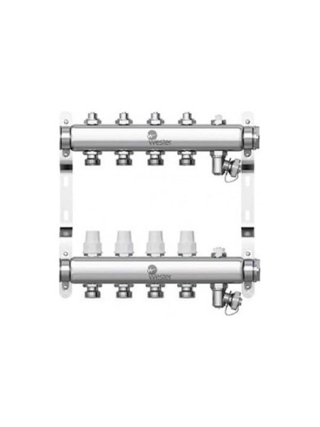 Коллектор в сборе Wester нержавеющая сталь, 1"-3/4", на 4 выхода, с 2 заглушками 0-32-1875