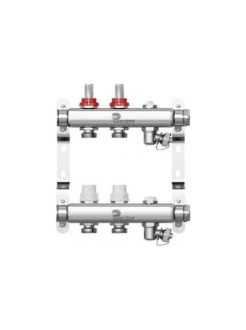 Коллектор в сборе Wester нержавеющая сталь, 1"-3/4", с расходомерами, на 2 выхода 0-32-1810