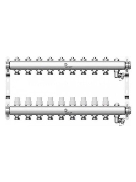 Коллектор в сборе Wester нержавеющая сталь, 1"-3/4", на 9 выходов, с 2 заглушками 0-32-1900