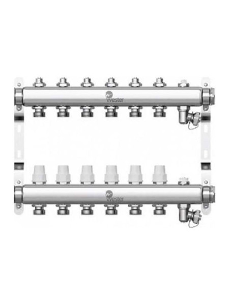 Коллектор в сборе Wester нержавеющая сталь, 1"-3/4", на 6 выходов, с 2 заглушками 0-32-1885