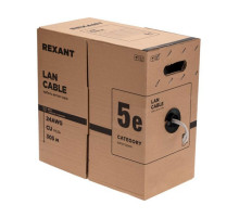 Кабель F/UTP REXANT CAT 5е, PVC, 25x2x0,48мм, внутренний, серый, (305 м/уп.), РФ 01-1201-R