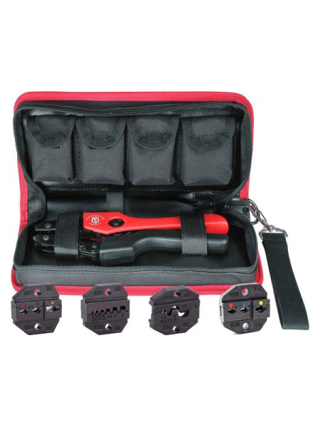 Ручные пресс-клещи КВТ СТК+4, 4 матрицы в сумке 75907