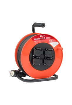 Удлинитель EKF Атлант 2.0, 4 гнезда, 30м, КГ 3x1.5, 16А/3,5кВт, IP44 UKA02-16-315R-4-30-IP44