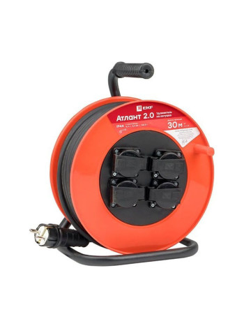 Удлинитель EKF Атлант 2.0, 4 гнезда, 30м, КГ 3x1.5, 16А/3,5кВт, IP44 UKA02-16-315R-4-30-IP44