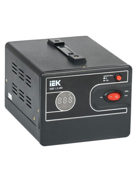 Однофазный стабилизатор напряжения IEK, переносной 1,5кВА HUB IVS21-1-D15-13