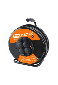 Силовой удлинитель TDM УХз16-004 металлическая катушка, А3, 4 места IP44/30м КГ 3х1,5 SQ1301-0160