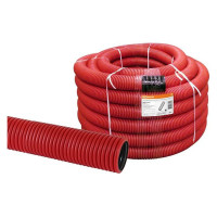 Гофрированная двустенная труба ПНД TDM d 50 с зондом 50 м/упаковка красная SQ0413-5050