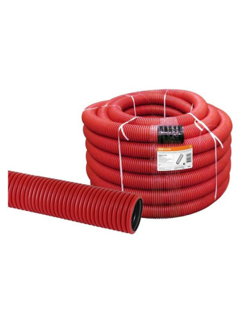 Гофрированная двустенная труба ПНД TDM d 50 с зондом 50 м/упаковка красная SQ0413-5050