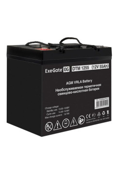 Аккумуляторная батарея DTM 1255 12V, 55Ah, под болт М6 ExeGate 285667