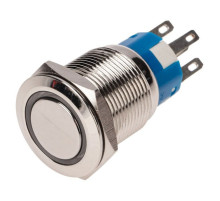 Антивандальная кнопка REXANT ø19, 12в, led, с фиксацией, 5с, off-on/on-off, красная подсветка 36-3420