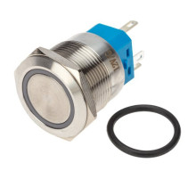 Антивандальная кнопка REXANT ø 22 12в(led) б/фикс (5с) off-(on)/on-(off) подсв./зеленая 10 шт 36-3513