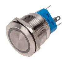 Антивандальная кнопка REXANT ø22, 12в, led, без фиксации, 5с, off-(on)/on-(off), синяя подсветка 10 шт 36-3511