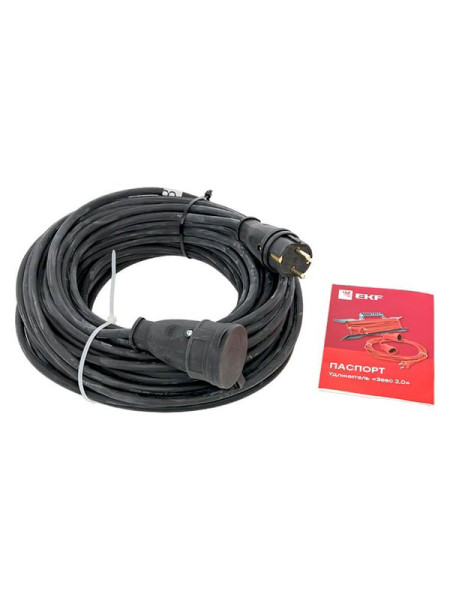 Удлинитель EKF Зевс 2.0, 20м с заземлением КГ 3*2.5, 16А/4кВт, IP44 PROxima USB02-16-325-1-20-IP44