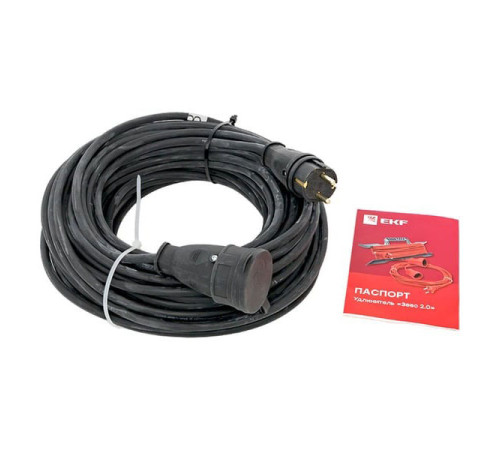 Удлинитель EKF Зевс 2.0, 30м с заземлением КГ 3*2.5, 16А/4кВт, IP44 PROxima USB02-16-325-1-30-IP44