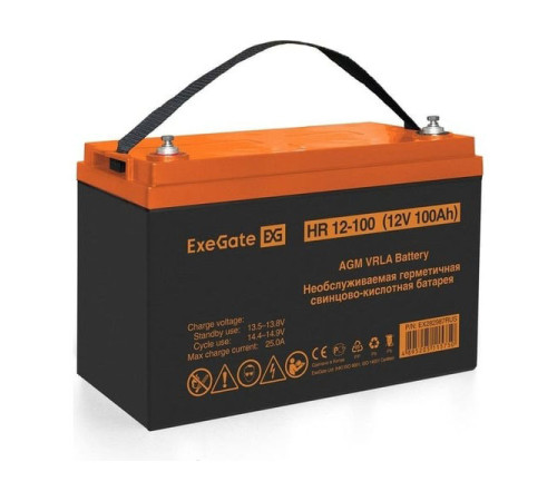 Аккумуляторная батарея HR 12-100 12 V, 100 A*h, под болт М6 ExeGate 282987