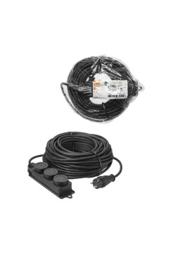 Силовой удлинитель-шнур TDM каучук, кг, ip44, 3 гнезда, с заземлением, 4000 вт, 40 м, народный SQ1307-0249