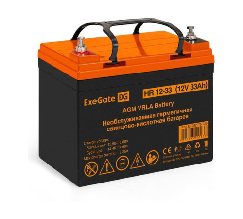 Аккумуляторная батарея HR 12-33 12V 33Ah, под болт М6 ExeGate 282975