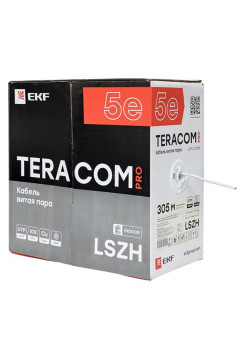 Кабель витая пара EKF TERACOM pro cat.5e u/utp 4 пары solid 24awg оболочка lszh нг(а)-hf, цвет серый, упаковка 305м TRP-5EUTP-04LSH-GY-IN3