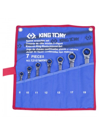 Набор трещоточных ключей, 8-19 мм, 7 предметов KING TONY 12107MRN01