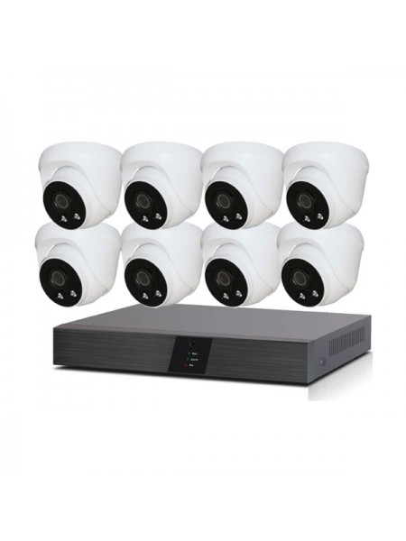 Комплект видеонаблюдения для дома и офиса со встроенными микрофонами Ivue IP 3MPX 8+8 1080P IPC-D8