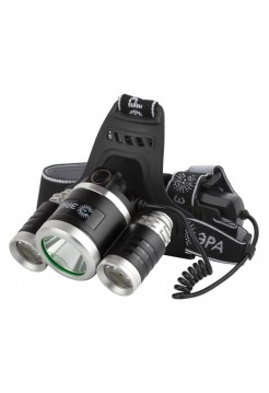 Налобный светодиодный фонарь ЭРА GA-809 аккумуляторный, алюминиевый, 3 режима, трехламповый High Power Headlamp, Б0056111