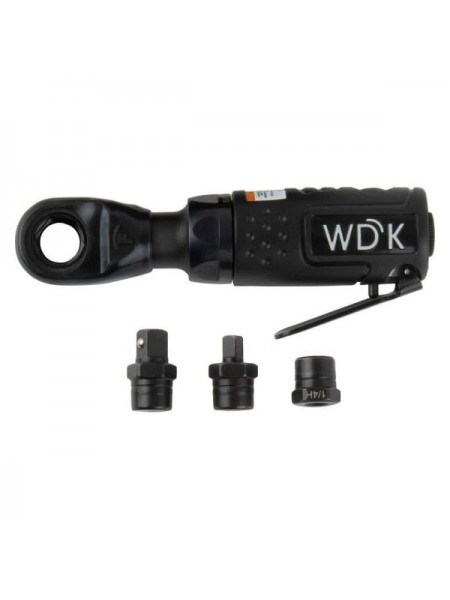 Пневматическая трещотка WIEDERKRAFT со сменными приводами 1/4", 3/8", привод для бит 1/4", 6.3 мм WDK-21340
