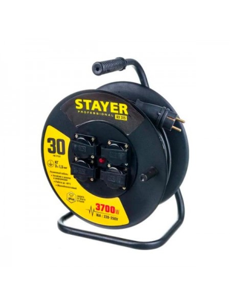 Силовой удлинитель на стальной катушке Stayer Pro 315 кг 3x1.5 30м 55077-30 55077-30_z01