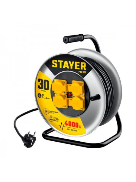 Силовой удлинитель на стальной катушке Stayer Pro 325 КГ 3x2.5 30м 55076-30_z01