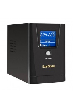 ИБП ExeGate Power Smart ULB-500.LCD.AVR.2SH 500VA 300W, LCD, AVR, 2*Schuko, металлический корпус, Black 294613