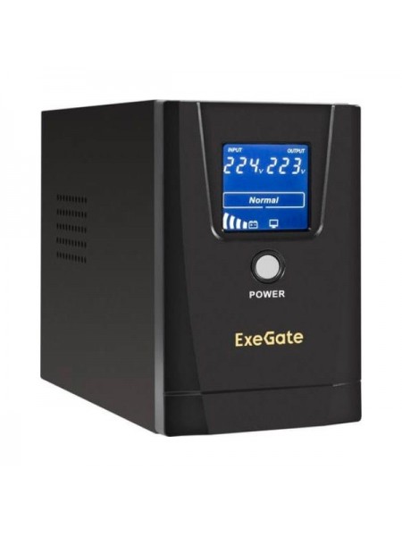 ИБП ExeGate Power Smart ULB-500.LCD.AVR.2SH 500VA 300W, LCD, AVR, 2*Schuko, металлический корпус, Black 294613