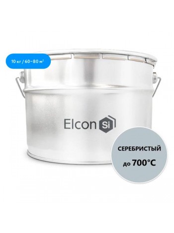 Термостойкая краска Elcon max therm до 700 градусов, антикоррозионная, для печей, мангалов, радиаторов, дымоходов, матовое покрытие, 10 кг, серебристая 00-00463230