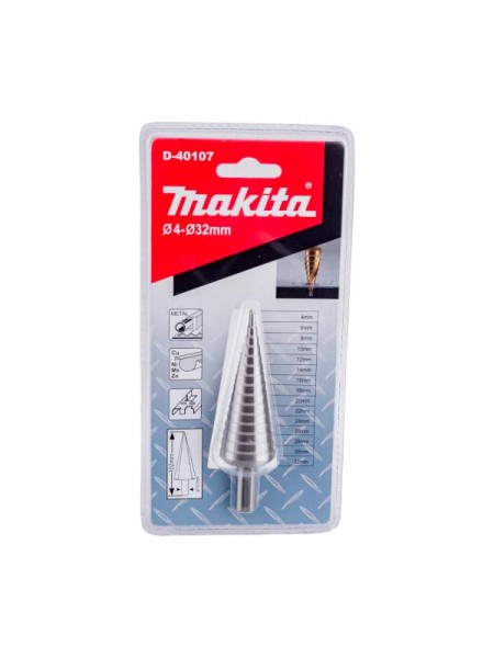 Сверло ступенчатое по металлу (15 ступеней; 4-32 мм; HSS) Makita D-40107