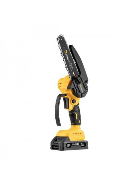 Цепная аккумуляторная пила Kolner 18V UNI-M Standard, шина 15 см (6"),  KCS 18-15-2K, цепь 1/4", 1.1 мм, 37 звеньев, 5 м/с (акб 2x1.5 Ач, зу стац) 8060100072