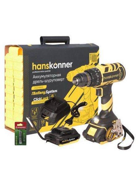 Аккумуляторный шуруповерт Hanskonner HCD1865I