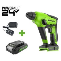 Перфоратор GreenWorks GD24SDS1, 24V, б/щет, 1.2 Дж, 4800уд/мин, 12 мм в бетоне, 1x2Ач, ЗУ, коробка 3803107VUA