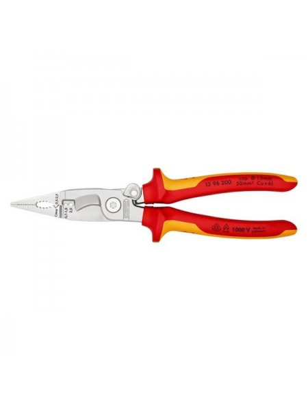 Электромонтажные клещи KNIPEX VDE, 6-в-1, зачистка: 0.75 - 1.5 + 2.5 мм, L-200 мм, KN-1396200SB