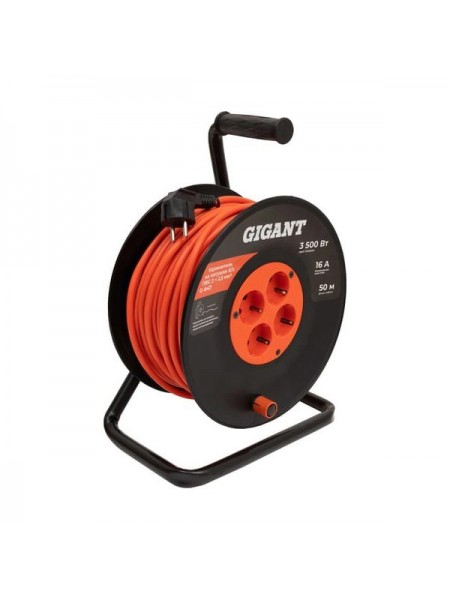 Удлинитель на катушке б/з ПВС 2x2.5 50м IP20 Gigant G-847