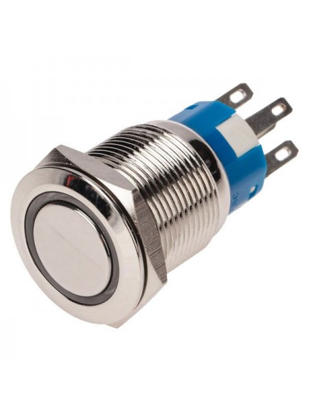Антивандальная кнопка REXANT ø19, 12в, led, с фиксацией, 5с, off-on/on-off, красная подсветка 36-3420