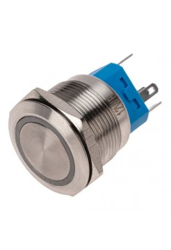 Антивандальная кнопка REXANT ø22, 12в, led, без фиксации, 5с, off-(on)/on-(off), синяя подсветка 10 шт 36-3511