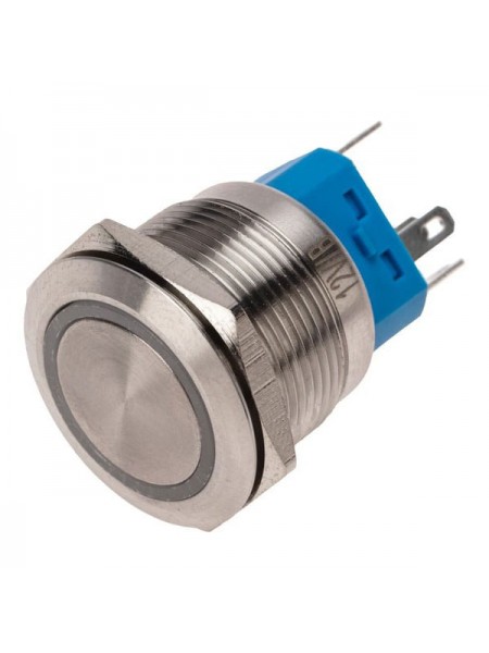 Антивандальная кнопка REXANT ø22, 12в, led, без фиксации, 5с, off-(on)/on-(off), синяя подсветка 10 шт 36-3511