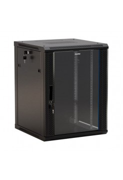 Настенный 19-дюймовый шкаф Hyperline TWB-1266-GP-RAL9004, 12U, 650x600х600мм, черный, 392634