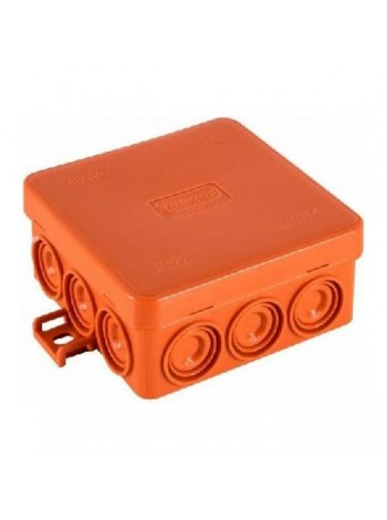 Огнестойкая коробка Экопласт JBL085 E110, о/п 85х85х38, 12 выходов, IP55, 2P, цвет оранжевый 43715HF