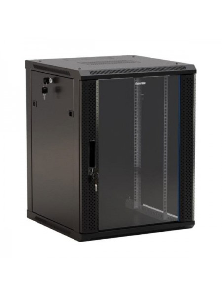 Настенный 19-дюймовый шкаф Hyperline TWB-1866-GP-RAL9004, 18U, 908x600x600мм, черный, 392642