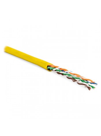 Кабель Hyperline UUTP4-C5E-P24-IN-LSZH-YL-100 (100 м) витая пара, неэкранированная U/UTP, категория 5e, 4 пары (24 AWG), многожильный (patсh), LSZH, нг(А)-HF, -20C – +75C, желтый 243608