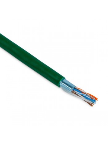 Кабель витая пара Hyperline FUTP4-C5E-P26-IN-PVC-GN-100 (100 м) экранированная F/UTP, категории 5e, 4 пары (26 AWG), многожильный (patch), экран - фольга, PVC, -20C-+75C, зеленый 444993