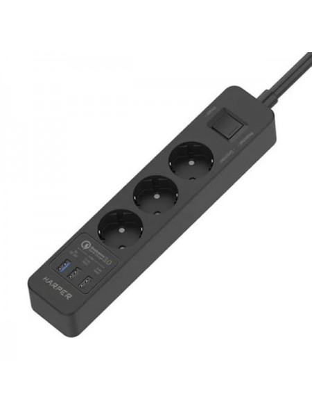Сетевой фильтр с USB зарядкой Harper UCH-410 Black H00003198