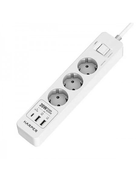 Сетевой фильтр с USB зарядкой Harper UCH-430 White H00003201