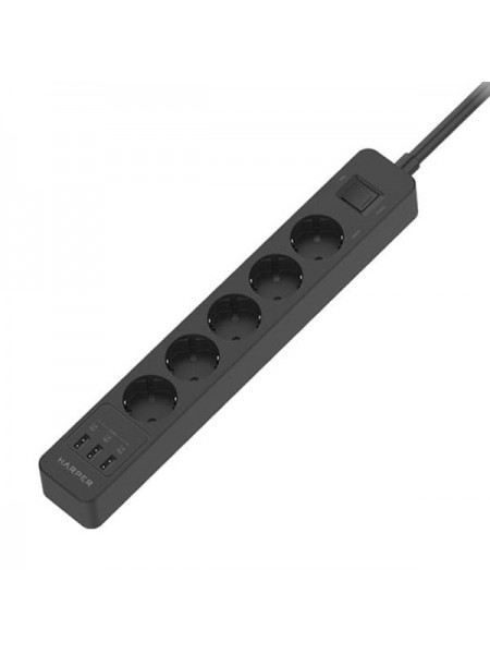 Сетевой фильтр с USB зарядкой Harper UCH-510 Black H00003208