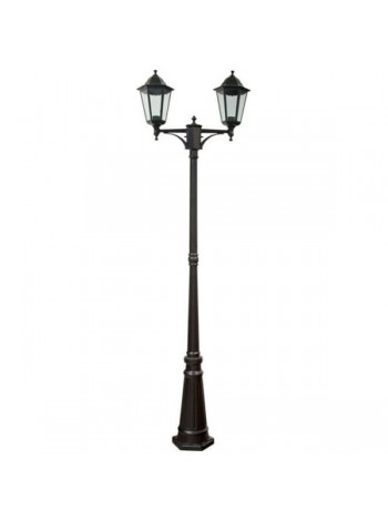 Садово-парковый светильник, Feron 6214 столб 2*100W E27 230V, черный 11078