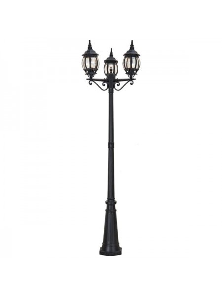Садово-парковый светильник, Feron 8115 столб 3*100W E27 230V, черный 11214